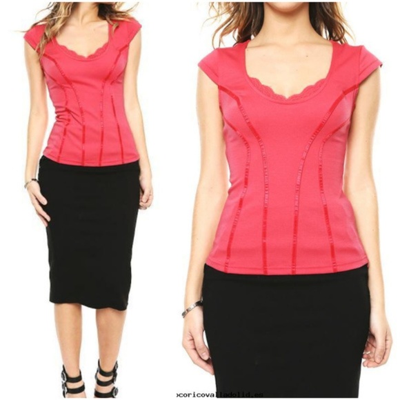 Gorgeous Deep Red/Burgundy Lace Corset-Style Top - Picture 3 of 4